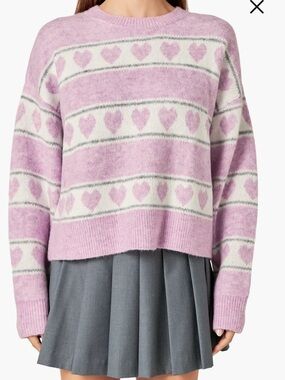 English factory heart stripe crew neck sweater size m